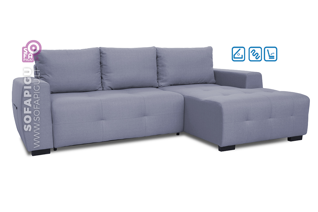 Minkštas kampas – SANTI BIS su miegamu mechanizmu ir patalynės dėže ir 2 vnt. USB rozetės